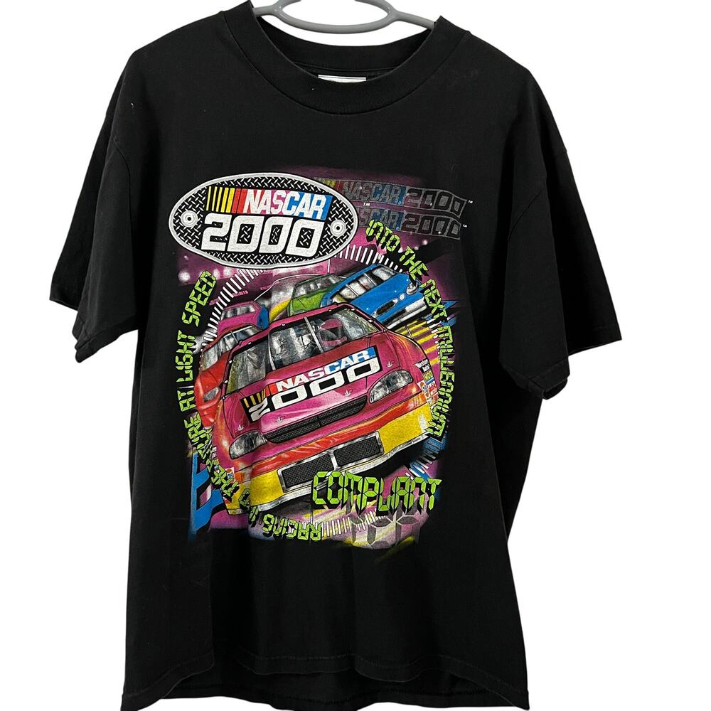Vintage Y2K NASCAR T-shirt size Large Double Sided Rare